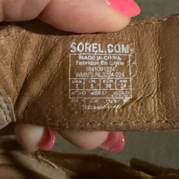 Sorel Joanie II Leather Wedge Sandal Tan Size 7 - Picture 6 of 6